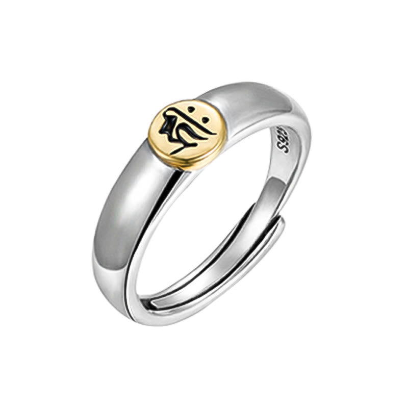 Anillo de paz de Buda Natal con Buddha Stones de Buda tibetanas Om Mani Padme Hum talladas del zodíaco chino