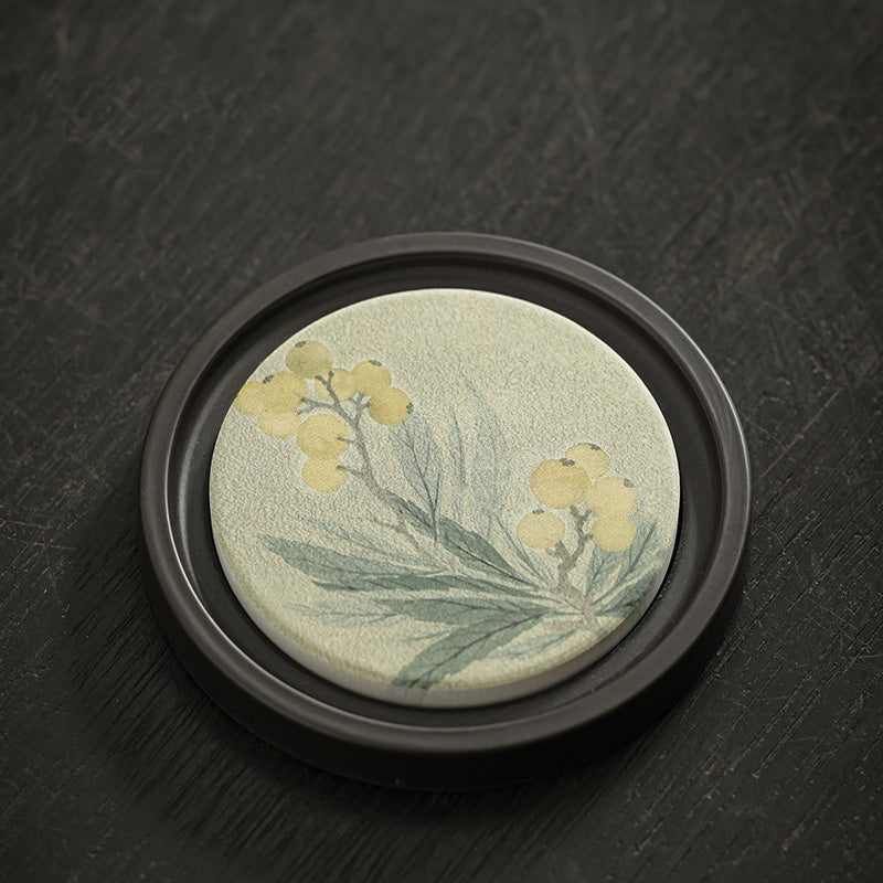 Buddha Stones, flor de ciruelo, corazón de melocotón, Sutra, níspero, Magnolia, caqui, tapete para Taza de cerámica, posavasos, tapete para té Kung Fu