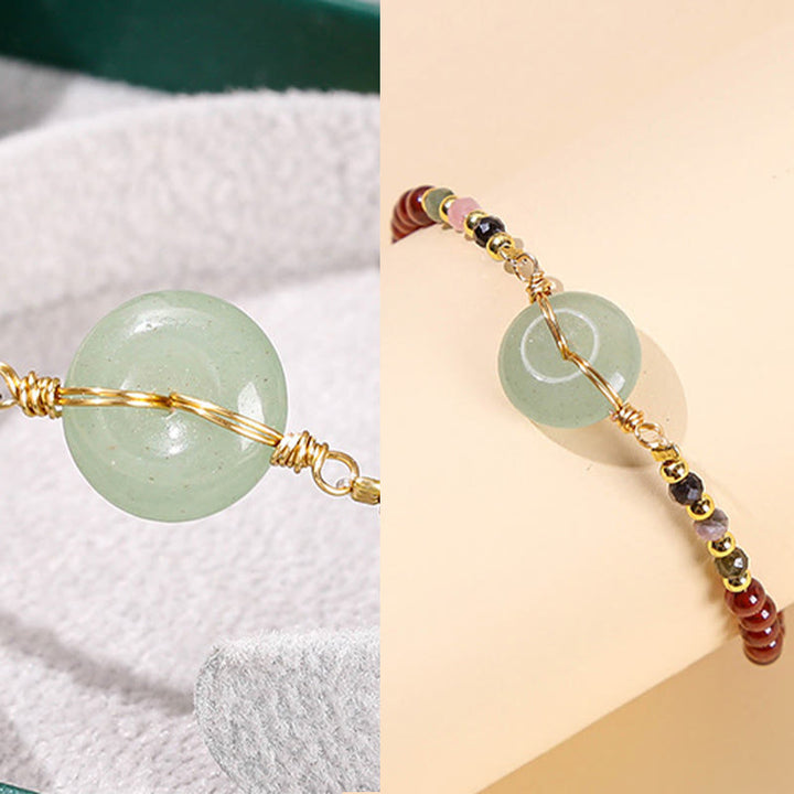 Pulsera tranquila con cuentas y hebilla de la paz, granate natural, Buddha Stones