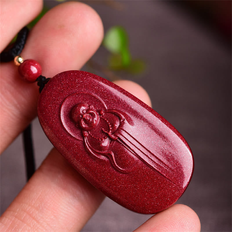 Buddha Stones, Buda sonriente, Yin Yang, calabaza del zodiaco chino, colgante de collar con bendición de cinabrio Natural - image 3