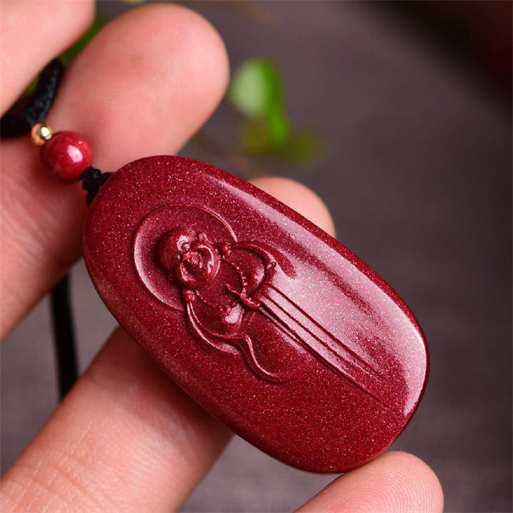 Buddha Stones, Buda sonriente, Yin Yang, calabaza del zodiaco chino, colgante de collar con bendición de cinabrio Natural - image 3