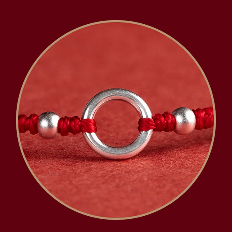 Pulsera de hilo rojo con hebilla de loto, paz, alegría, suerte, fortuna, plata de ley 925 , Buddha Stones