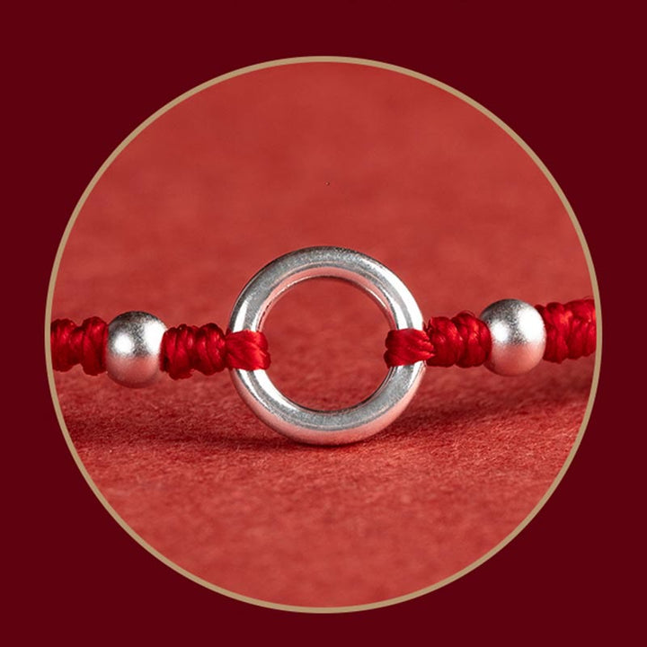 Pulsera de hilo rojo con hebilla de loto, paz, alegría, suerte, fortuna, plata de ley 925 , Buddha Stones