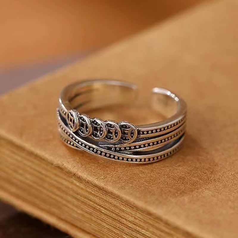 Anillo de la suerte de la riqueza de la moneda de cobre