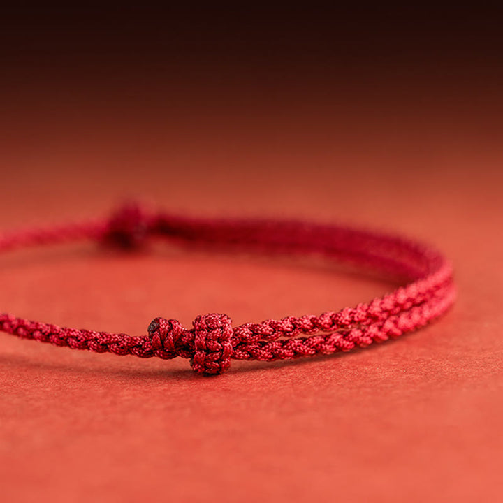 Pulsera trenzada de hilo rojo con perlas de ágata y carácter de buena fortuna de plata de ley 925 con Buddha Stones