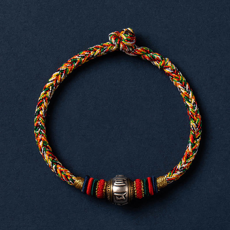 Pulsera trenzada con nudo de King Kong, hecha a mano, de Plata de Ley 925 con Buddha Stones , Om Mani Padme Hum, protección de la suerte, Tíbet