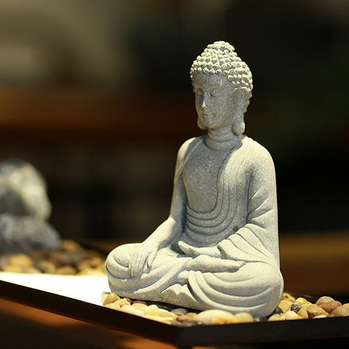 Buddha Stones Sentado Meditación Buda Bendición Compasión Decoración