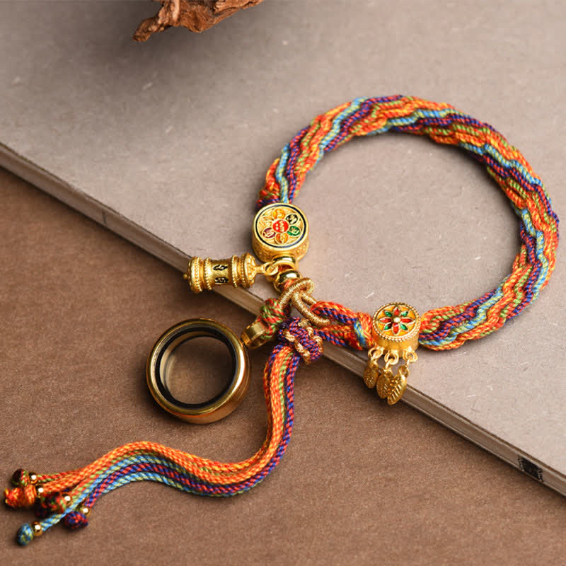 Pulsera de cuerda con nudo de reencarnación colorida, atrapasueños, Om Mani Padme Hum tibetano, Buddha Stones