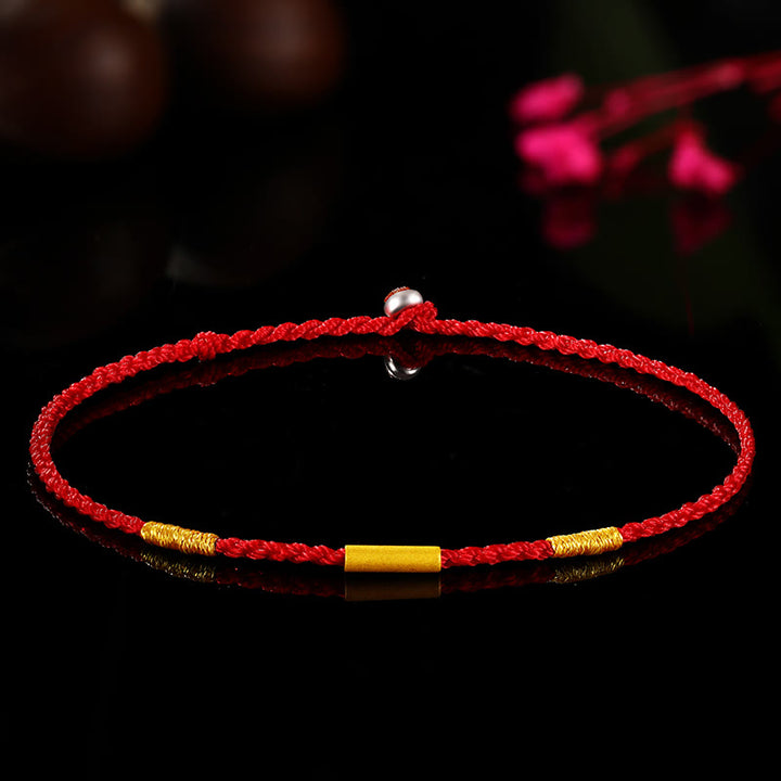 Pulsera de protección trenzada con nudos de los deseos de cuatro hilos hecha a mano con cuentas de oro 999 de Buddha Stones