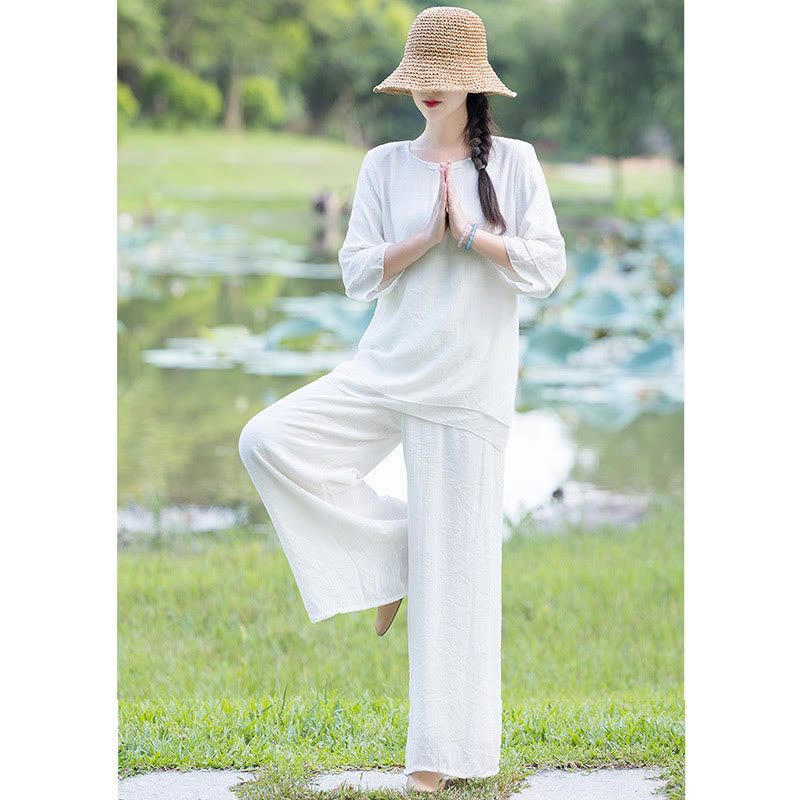 Conjunto de ropa de práctica matutina espiritual Zen para meditación y oración de Tai Chi, conjunto para mujer - image 14