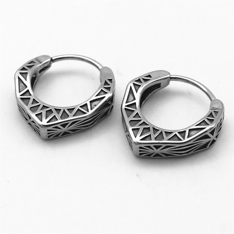 Pendientes de equilibrio de acero y titanio con aro vikingo - image 1