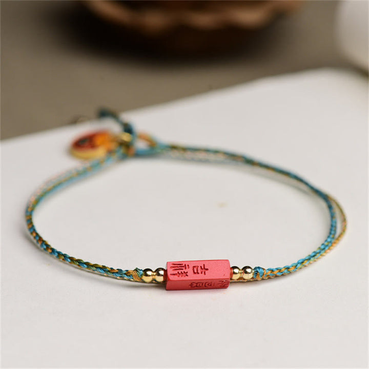 Pulsera de doble capa trenzada con Buddha Stones hecha a mano con cinabrio como uno desea bendición