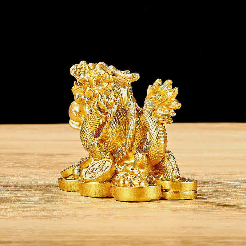 Buddha Stones Feng Shui Dragón Moneda de Cobre Riqueza Éxito Suerte Decoración