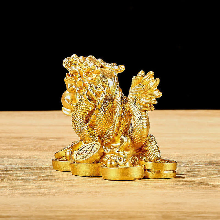 Buddha Stones Feng Shui Dragón Moneda de Cobre Riqueza Éxito Suerte Decoración