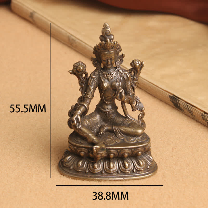 Bodhisattva Tara Verde Calma Esperanza Estatua Decoración de Cobre - image 7
