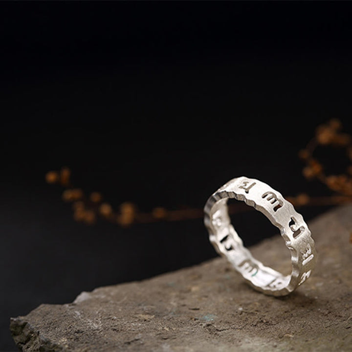 Anillo hueco de paz Om Mani Padme Hum de plata de ley 925 tibetana con Buddha Stones - image 7