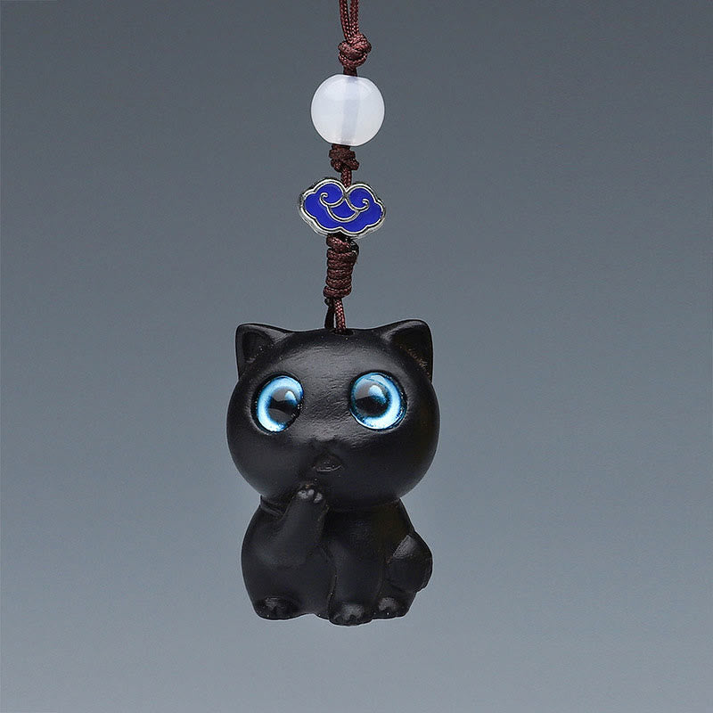 Buddha Stones Thuja Sutchuenensis Sándalo Verde Boj Mini Animal Lindo Conejo Gato Ciervo Ballena Prosperidad Teléfono Decoraciones Colgantes - Lindo gato de sándalo rojo de 3 x 2 cm - image 17