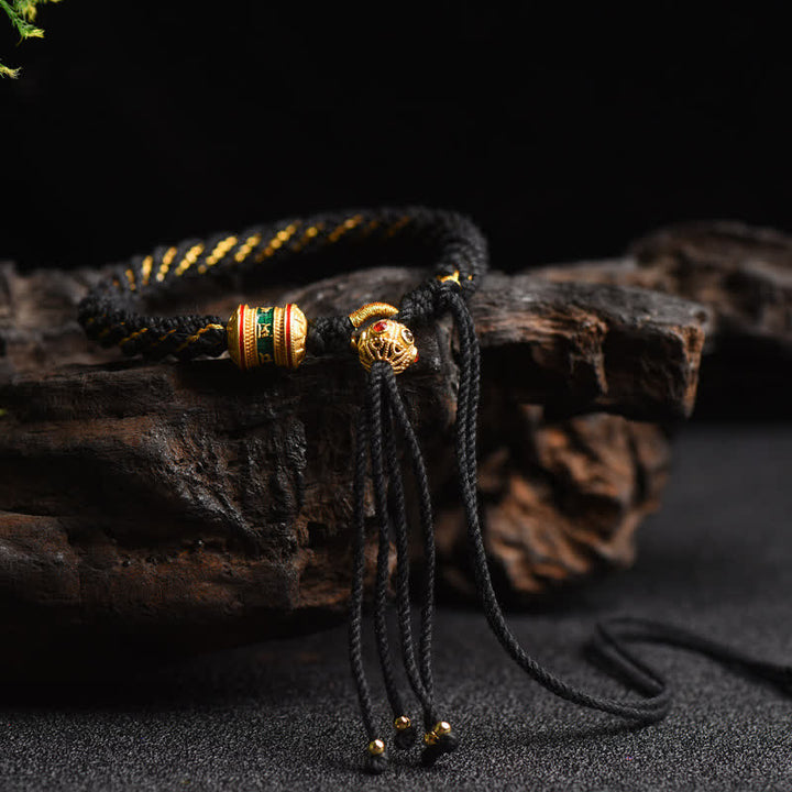 Pulsera de cadena colorida con cuentas de rueda de oración de la suerte hecha a mano tibetana con Buddha Stones