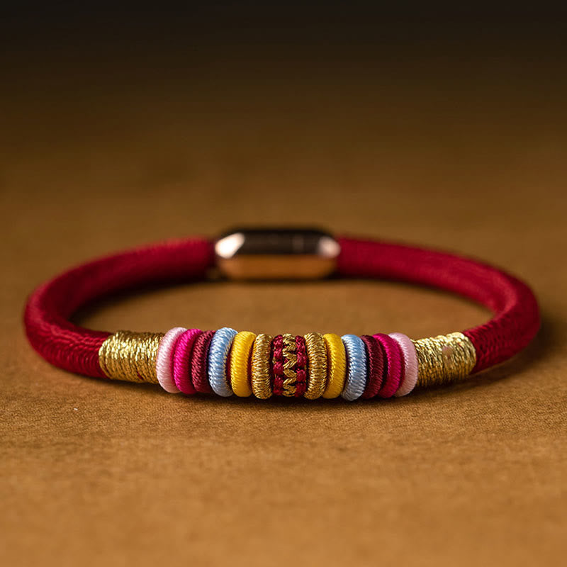 Pulsera trenzada con hebilla magnética hecha a mano con nudo King Kong tibetano de Buddha Stones