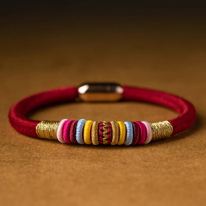 Pulsera trenzada con hebilla magnética hecha a mano con nudo King Kong tibetano de Buddha Stones