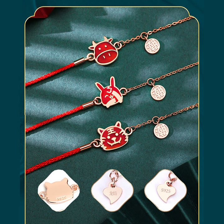 Pulsera de cadena de hilo rojo con Buddha Stones , Plata de Ley 925, que cambia de color, protección de la suerte del zodiaco chino - image 27