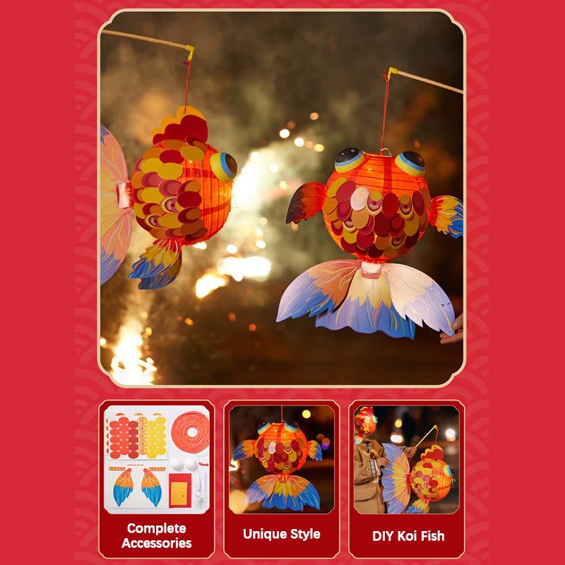 Buddha Stones DIY, buena suerte, pez Koi, lámpara de farol de papel, Festival del medio otoño, decoración de farol para niños