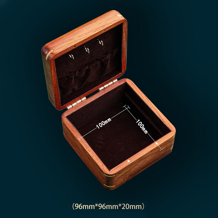 Caja organizadora de regalo de madera, caja de almacenamiento de joyería de palisandro hecha a mano con hoja de flor antigua