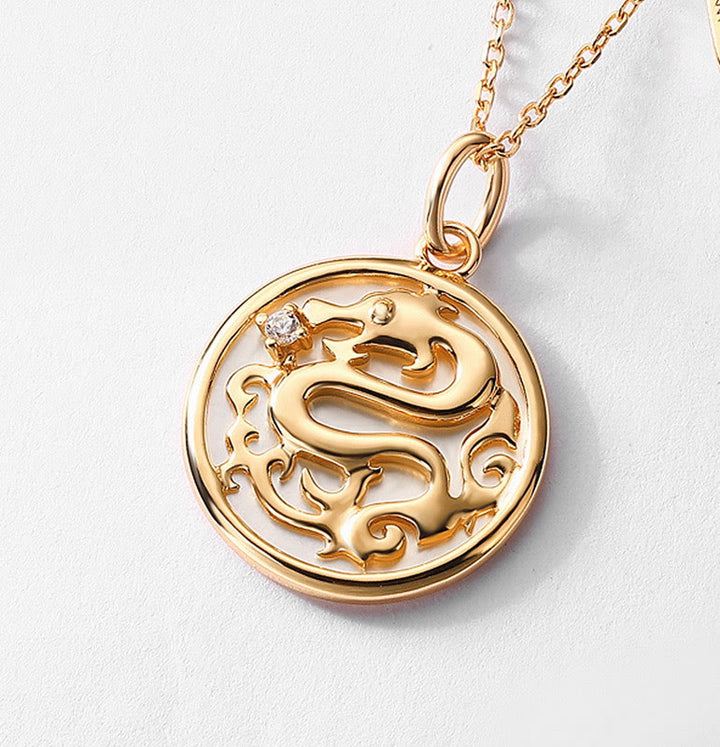 ❗❗❗Una venta flash: Buddha Stones de plata de ley 925 con piedra Tridacna del año del dragón Fu, colgante de collar con fuerza de la suerte