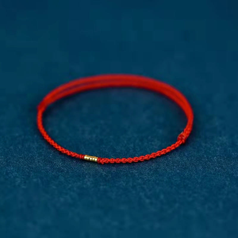 Tobillera de pulsera de hilo trenzado con cuentas doradas de la suerte de plata de ley 925 con Buddha Stones