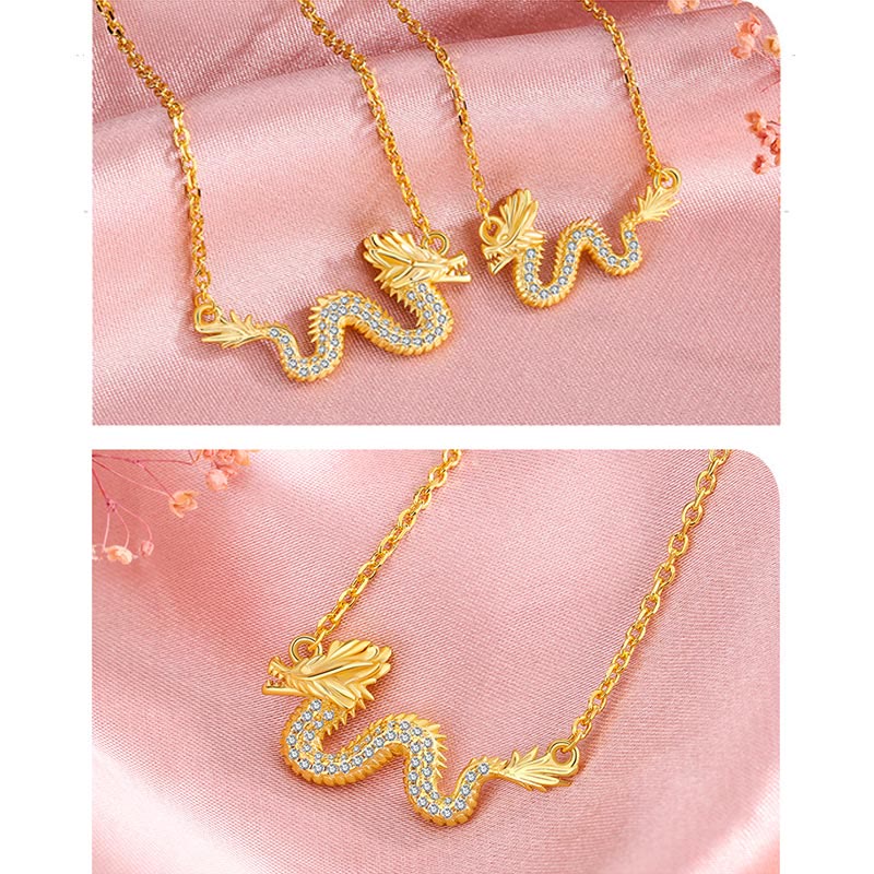 Buddha Stones de Plata de Ley 925, colgante de cadena de la suerte del Año del Dragón, dragón dorado auspicioso - image 10