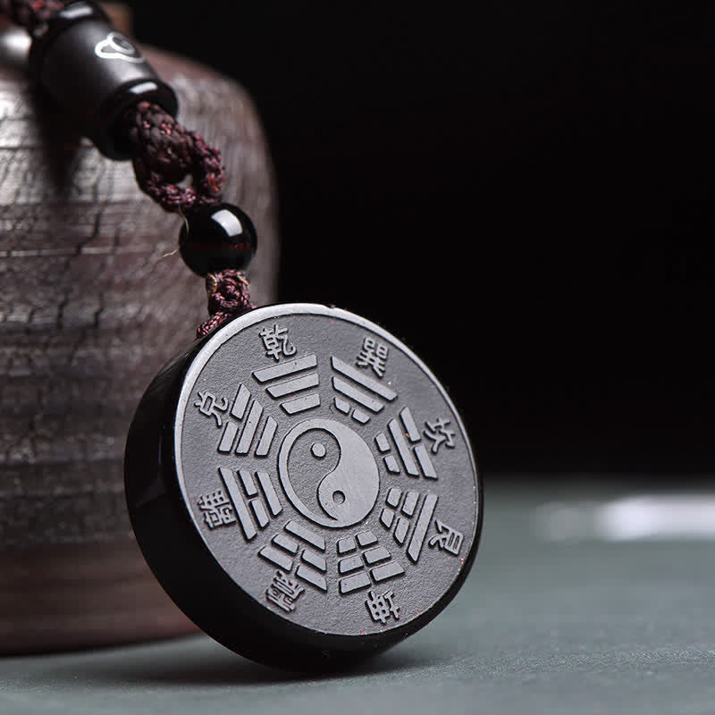 Colgante de collar de fuerza Yin Yang de Bagua de obsidiana negra con Buddha Stones - Obsidiana Negra (Purificación ♥ Transformación) - image 1