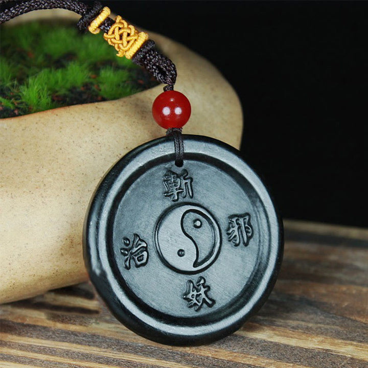 Buddha Stones Natural Hetian Cian Jade Yin Yang Suerte Armonía Collar Colgante - Jade Cian (Éxito ♥Curación) - image 1
