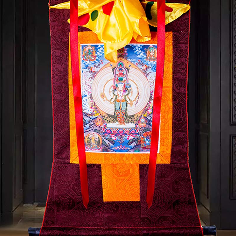 Buddha Stones tibetanas de mil manos Avalokitesvara enmarcadas decoración de bendición Thangka