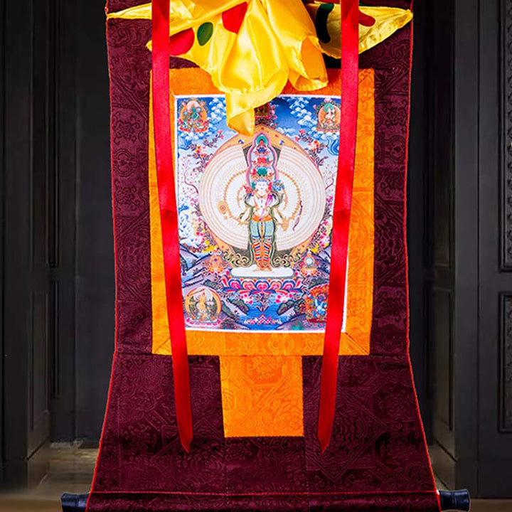 Buddha Stones tibetanas de mil manos Avalokitesvara enmarcadas decoración de bendición Thangka