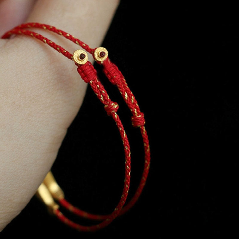 Pulsera trenzada de la suerte y la riqueza de los peces Koi chapada en oro de 14 quilates con Buddha Stones