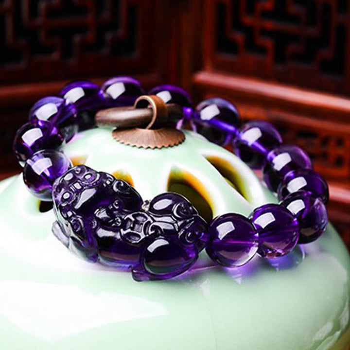 Pulsera de riqueza de fortuna con amatista Feng Shui de Buddha Stones