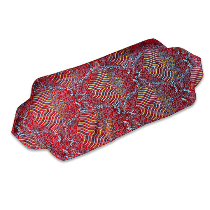 Tapete para taza con bordado de brocado de flor de ciruelo de bambú, posavasos para taza de té, Buddha Stones, ola de mar, tapete para té Kung Fu