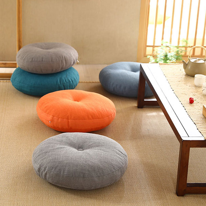 Cojín de lino con diseño simple de loto y Buddha Stones para meditación, decoración para el hogar y la sala de estar.