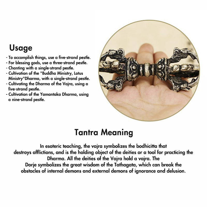 Juego de decoración de cobre con Buddha Stones, campana de meditación tibetana y Vajra Dorje
