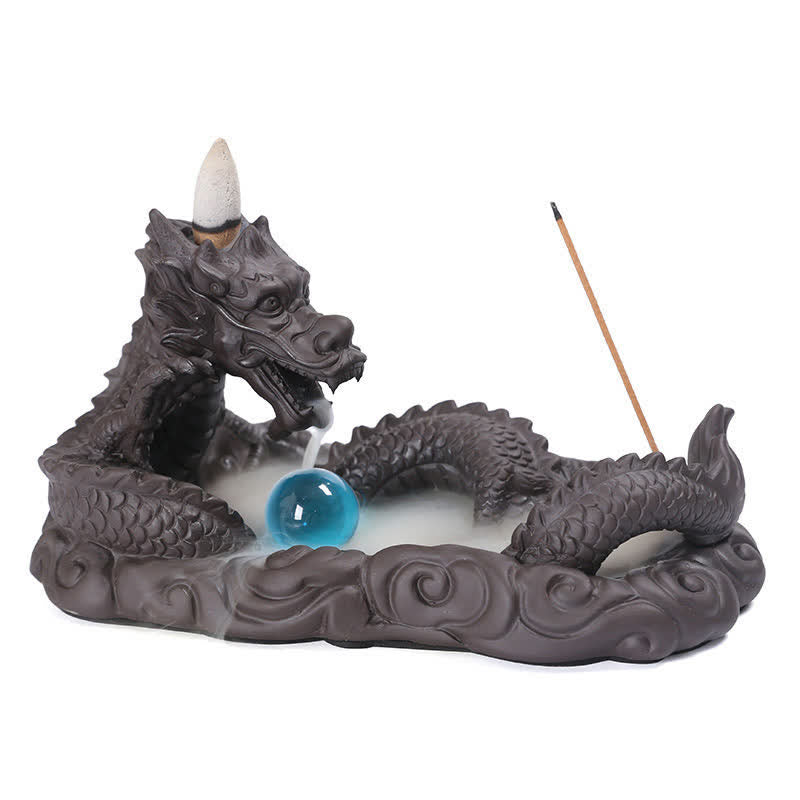 Decoración del quemador de incienso con protección de flores de Dragon Playing Ball