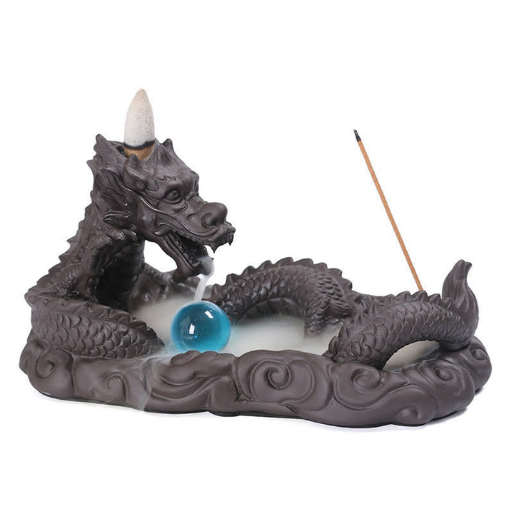 Decoración del quemador de incienso con protección de flores de Dragon Playing Ball