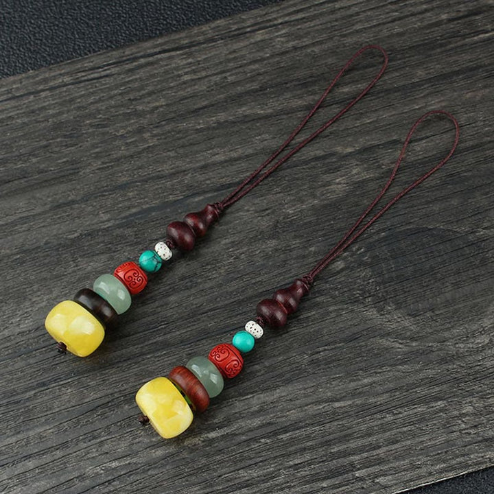 Calabaza de madera de ébano y sándalo verde, pagoda de siete capas, decoración positiva para colgar en el teléfono