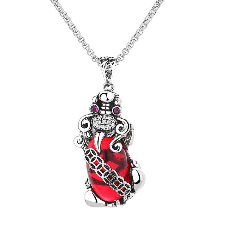Buddha Stones PiXiu granate cobre moneda riqueza suerte collar colgante - image 5