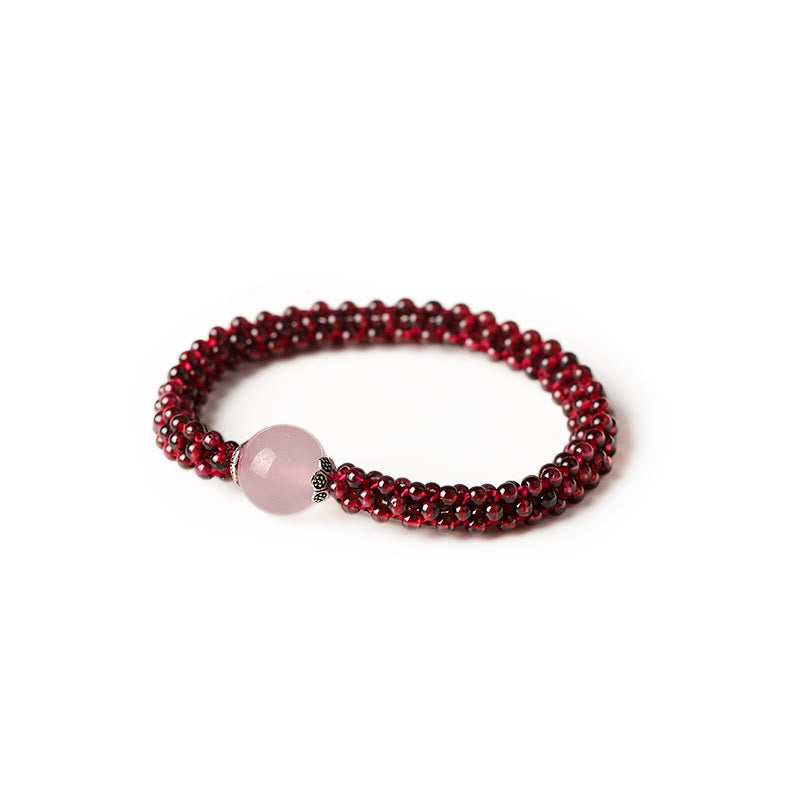 Pulsera de protección de cuentas de amazonita de ágata roja de cristal rosa granate natural con Buddha Stones