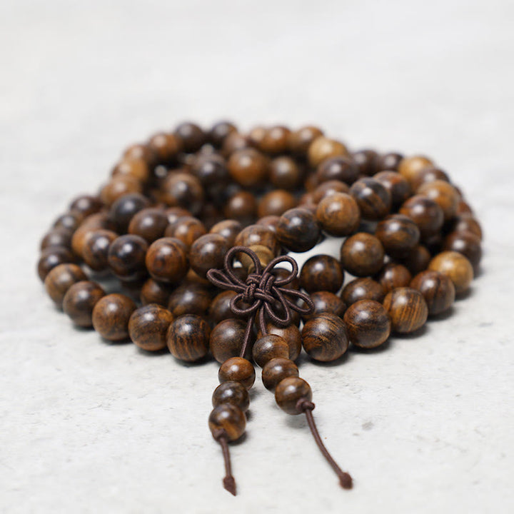 Pulsera de cuentas de Mala con Buddha Stones , 108, oración, meditación, sándalo, elástica - image 1