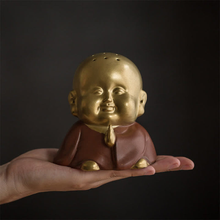 Quemador de incienso curativo de cerámica de Buda sonriente del pequeño Buda