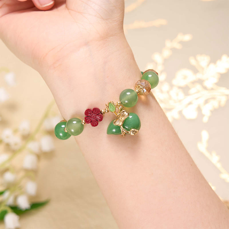 Pulsera de confianza con cuentas de flor de cinabrio de calabaza de ágata roja Natural con Buddha Stones
