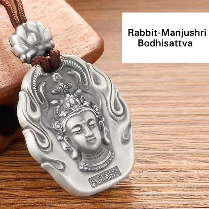 Buddha Stones del zodiaco chino, Buda natal Om Mani Padme Hum, colgante de collar de compasión de loto - Bodhisattva Conejo-Manjushri - image 13