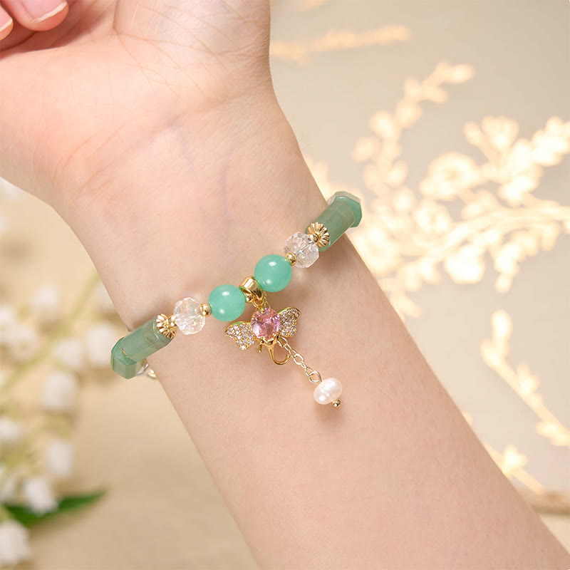Pulsera con dije de elefante positivo, Buddha Stones , amatista, aventurina verde, cuarzo fresa