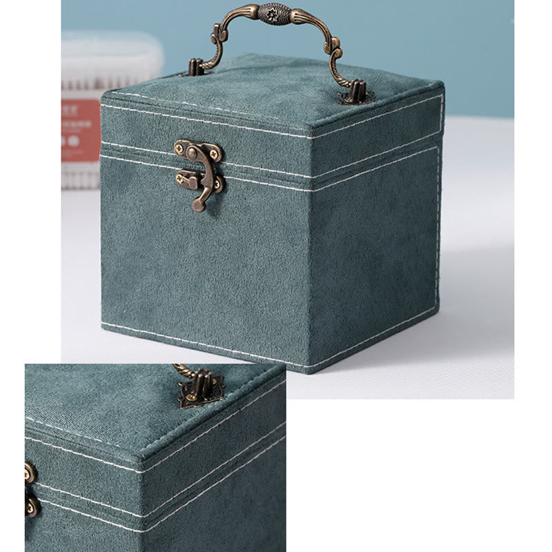 Caja organizadora de joyas con Buddha Stones, caja de almacenamiento de joyas de tres capas, caja de regalo de franela
